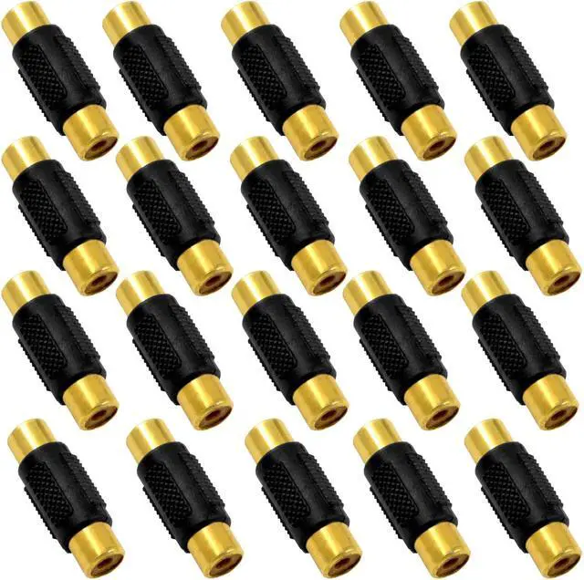 Main image of The Wires Zone Gold Plated Female to Female RCA Coupler Barrel 20 Pack