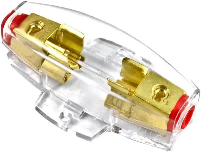 Alt view image 4 of 7 - Gold Plated Universal 4 or 8 Gauge Input/Output Inline AGU Fuse Holder with 100 Amp AGU Fuse
