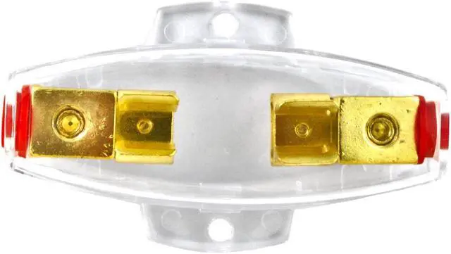 Alt view image 3 of 7 - Gold Plated Universal 4 or 8 Gauge Input/Output Inline AGU Fuse Holder with 100 Amp AGU Fuse