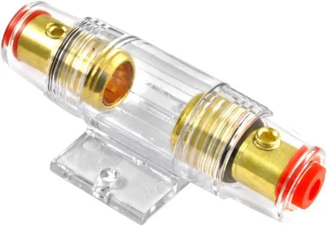 Alt view image 4 of 7 - Gold Plated Universal 4 or 8 Gauge Input/Output Inline AGU Fuse Holder with 80 Amp AGU Fuse