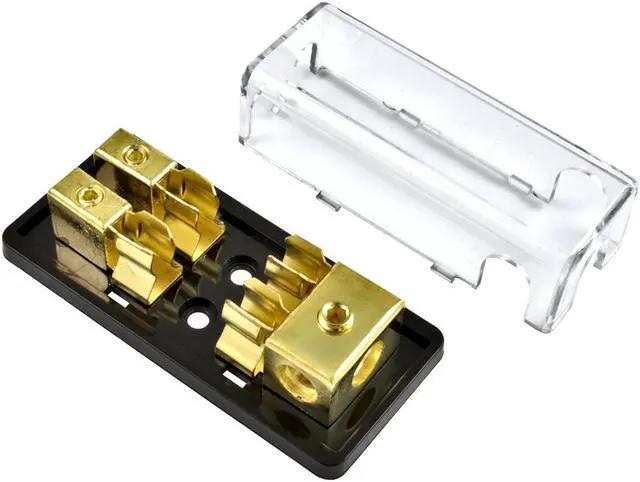 Alt view image 3 of 7 - Gold Plated Dual AGU Fuse Holder 4/8 Gauge Power or Ground with Pack of 5 120 Amp Fuse