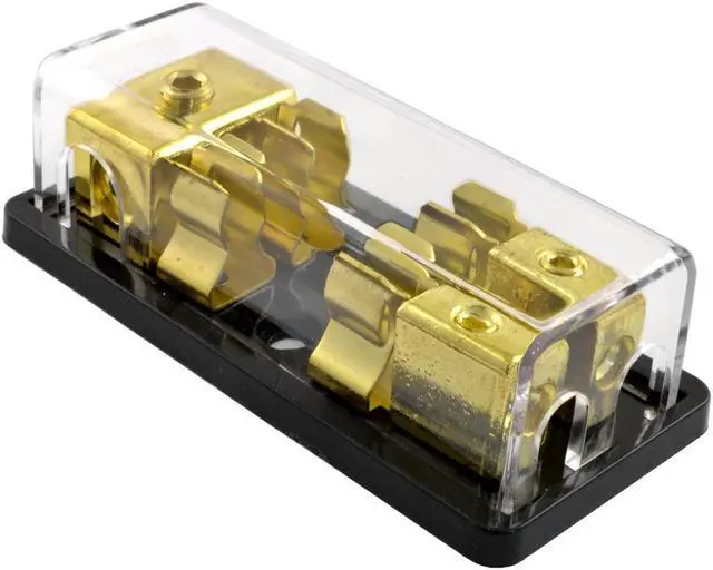 Alt view image 2 of 7 - Gold Plated Dual AGU Fuse Holder 4/8 Gauge Power or Ground with Pack of 5 120 Amp Fuse
