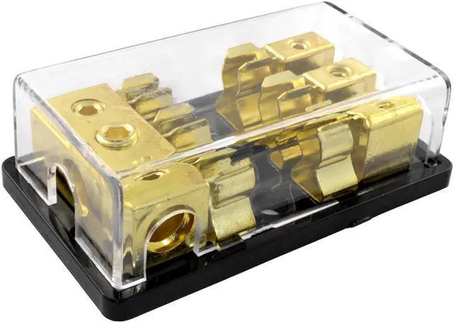 Alt view image 3 of 7 - 3 Positions Gold Plated AGU Fuse 4/8 Gauge Holder Distribution Block with Pack of 5 120 Amp Fuses