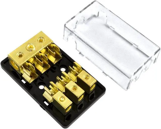 Alt view image 4 of 7 - 3 Positions Gold Plated AGU Fuse 4/8 Gauge Holder Distribution Block with Pack of 5 80 Amp Fuses