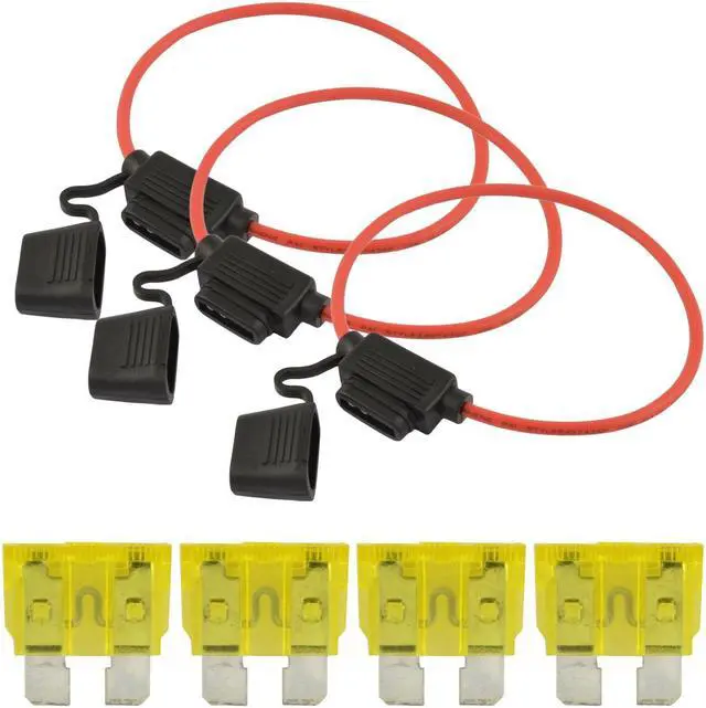 Main image of 10 Pcs 12 Gauge Red ATC Fuse Holder with 20A Pack of 25 ATC Blade Style Fuses