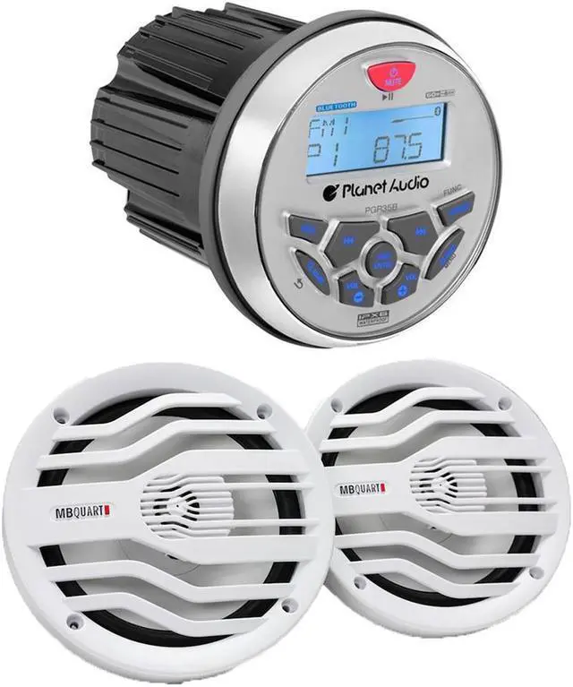 Main image of Planet Audio PGR35B Marine Stereo & MB Quart NK2-116W 6.5" 2-Way Coaxial Marine Speakers