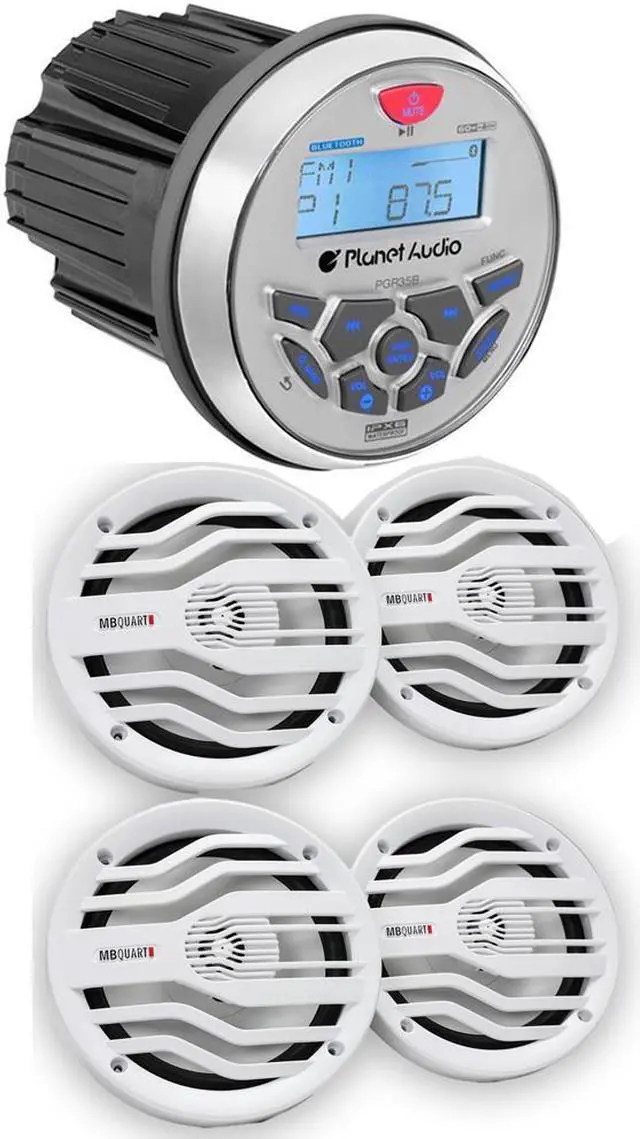 Main image of Planet Audio PGR35B Marine Stereo & MB Quart NK2-116W 6.5" 2-Way Coaxial Marine Speakers ( 2 pair)