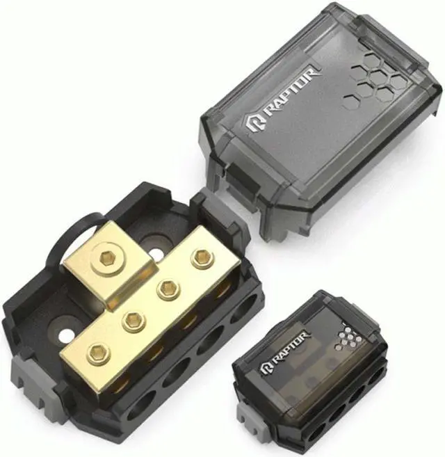 Alt view image 2 of 6 - Raptor RDB2 MID SERIES 4-Position 24K Gold Plated Ground Distribution Block