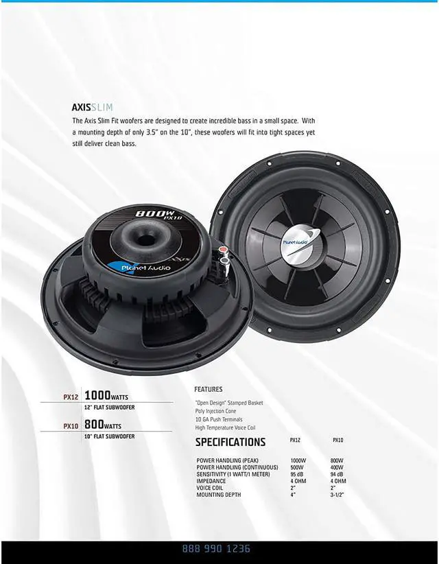 Alt view image 9 of 17 - PLANET AUDIO PX10 Planet 10 Shallow Mount Woofer 800W Max