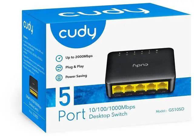 Alt view image 4 of 4 - Cudy GS105D 5 Port Gigabit Ethernet Network Desktop Switch and Ethernet Splitter