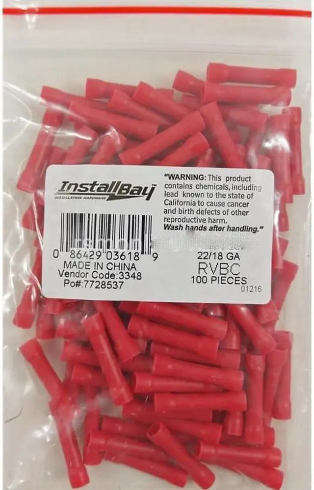 Alt view image 8 of 8 - Install Bay Rvbc Vinyl Butt Connector ,Red; 22-18 Gauge; 100 Per Bag