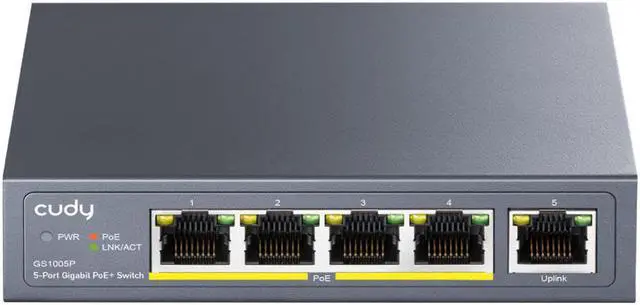 Main image of Cudy GS1005P 5-Port Gigabit POE+ Switch 60W PoE 5 10/100/1000Base-TX Ports