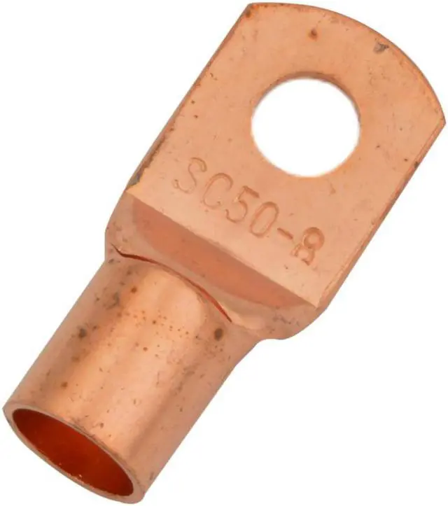 Alt view image 2 of 3 - 1/0 Gauge AWG Non-Insulated Pure Copper Lugs Ring Terminals Connectors 5/16" Inch Ring Size 10 Pack
