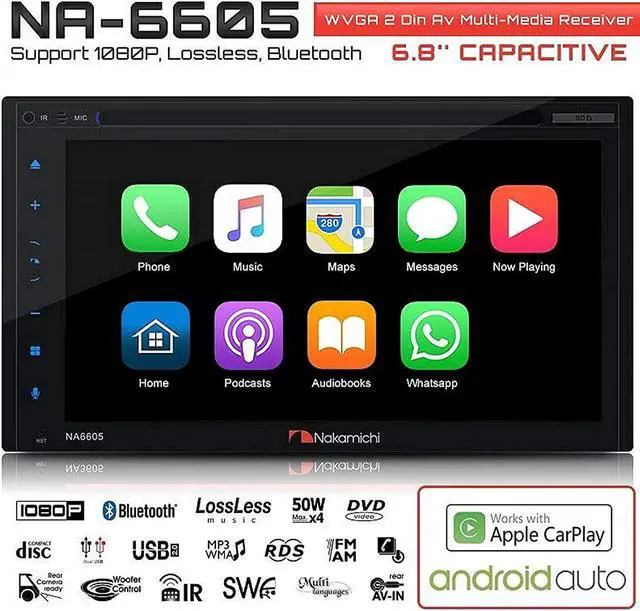 Alt view image 6 of 16 - Nakamichi NA6605 2-DIN CD/DVD Bluetooth Car In-Dash Receiver w/ 6.8" Touchscreen