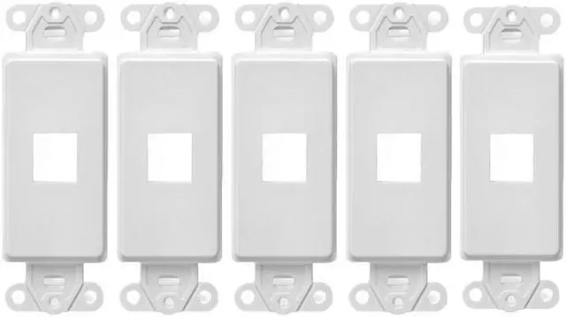Main image of White 1-Port Keystone Jack Wall Plate Insert HDMI  RJ45 Cat 6, Ethernet, RG6 Coax, Banana Plug  (5 Pack)