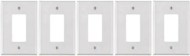 Main image of White Plastic 1-Gang Decora Style Wall Face Plate White (5 Pack)