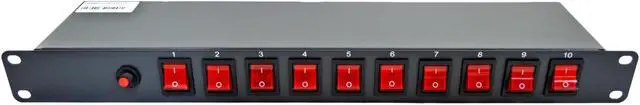 Alt view image 2 of 3 - 10 Outlet 15 Amps 125V Power Strip 19" 1U Rack Mount PDU Surge Protector and Switch Control