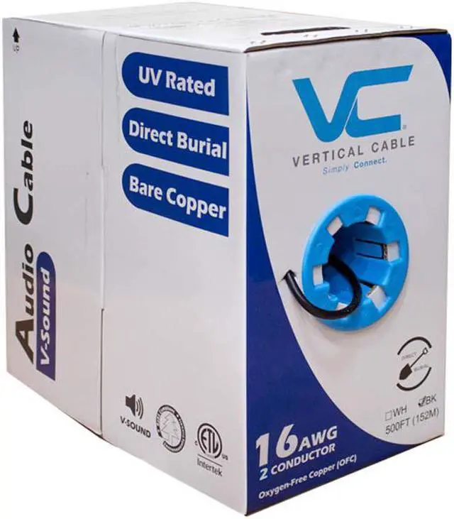 Alt view image 3 of 3 - Outdoor Direct Burial 16 AWG 2C Speaker Wire 500' 65 Strand CL2 ETL Bare Copper OFC