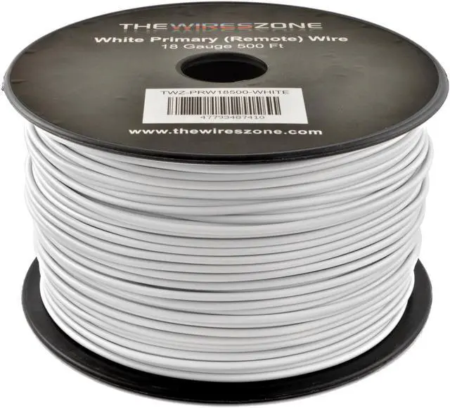 Main image of White 18 Gauge AWG 500ft Copper Clad Aluminum Stranded Primary Remote Wire Cable