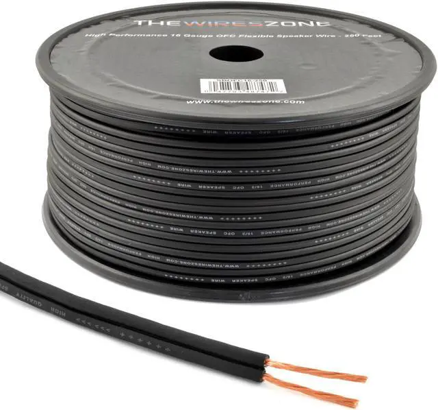 Main image of 250 ft. 16 AWG High-Performance OFC Full Copper Home and Car Audio Speaker Wire Black
