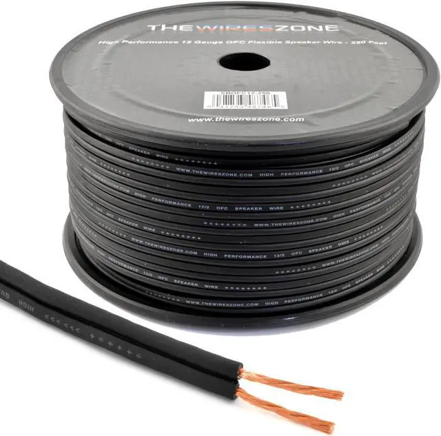 Main image of 250 ft. 12 AWG High-Performance OFC Full Copper Home and Car Audio Speaker Wire Black