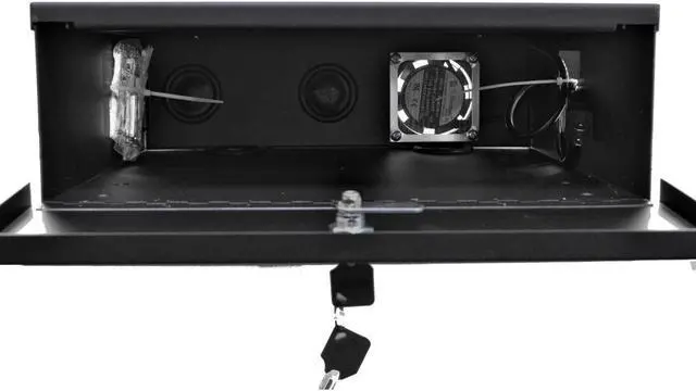 Alt view image 3 of 5 - heavy duty 15" x 15" x 5" dvr security lock box 16 gauge with exhaust fan for cctv security systems - black