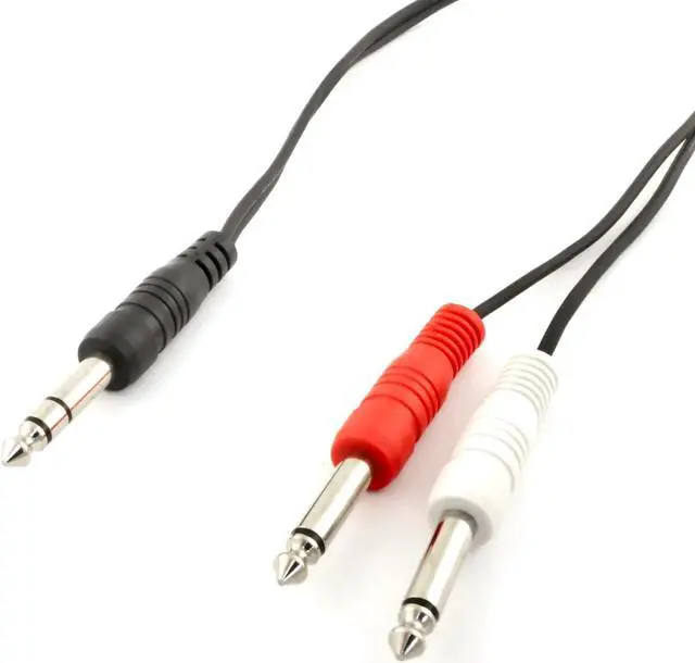 Alt view image 2 of 2 - Insert Cable 1/4-Inch TRA Male Plug to Dual 1/4-Inch TS Audio Speaker Connector Cable Black 10FT