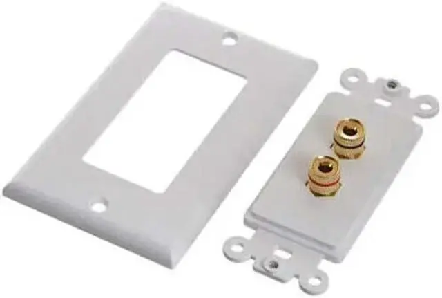 Alt view image 3 of 4 - Spring Banana Binding Post Decor Style Wall Plate for One Speaker 2 Port White (2 Pack)