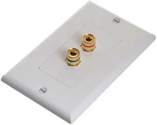 Alt view image 2 of 4 - Spring Banana Binding Post Decor Style Wall Plate for One Speaker 2 Port White (5 Pack)