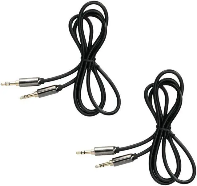Main image of 3.5mm Male to Male Stereo Audio AUX Cable Auxiliary 3ft for Car PC iPhone iPod Black (2 Pack)