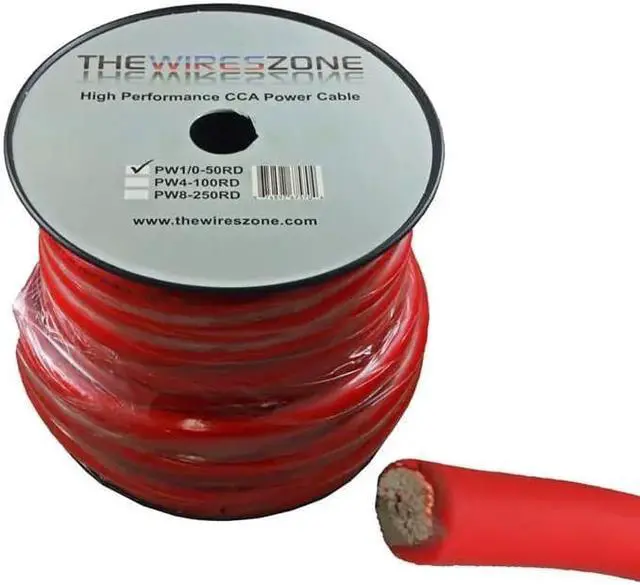 Main image of 1/0 Gauge 50 Feet High Performance Amplifier Power Cable (Red)