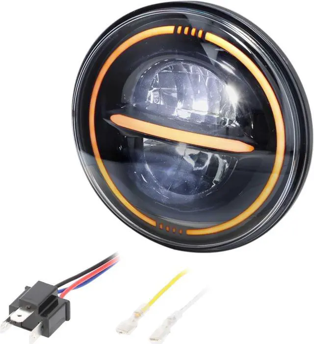 Alt view image 2 of 7 - Metra BC-709B 7" Reflector Headlight with Full Halo Universal Motorcycle Headlight