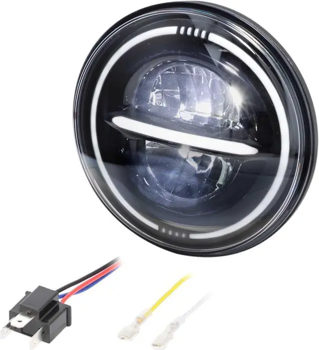 Alt view image 3 of 7 - Metra BC-709B 7" Reflector Headlight with Full Halo Universal Motorcycle Headlight