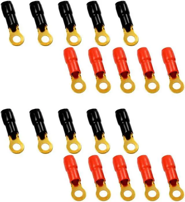 Main image of The Wires Zone 4 Gauge 5/16" Gold Plated Ring Terminal - 20 Pack