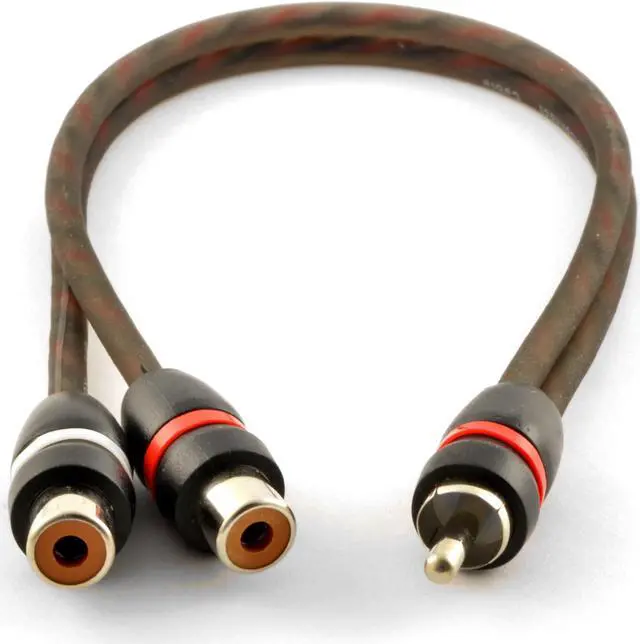 Alt view image 2 of 2 - 1 Male to 2 Female Gold plated OFC Twisted Pair RCA Y-Adapter Cable for Car or Home Audio
