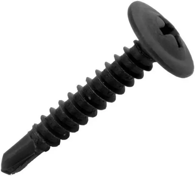 Alt view image 3 of 3 - Black Phosphate Phillips Wafer Head #8 Self Tapping Drilling Screws 1" inch (100 pack)