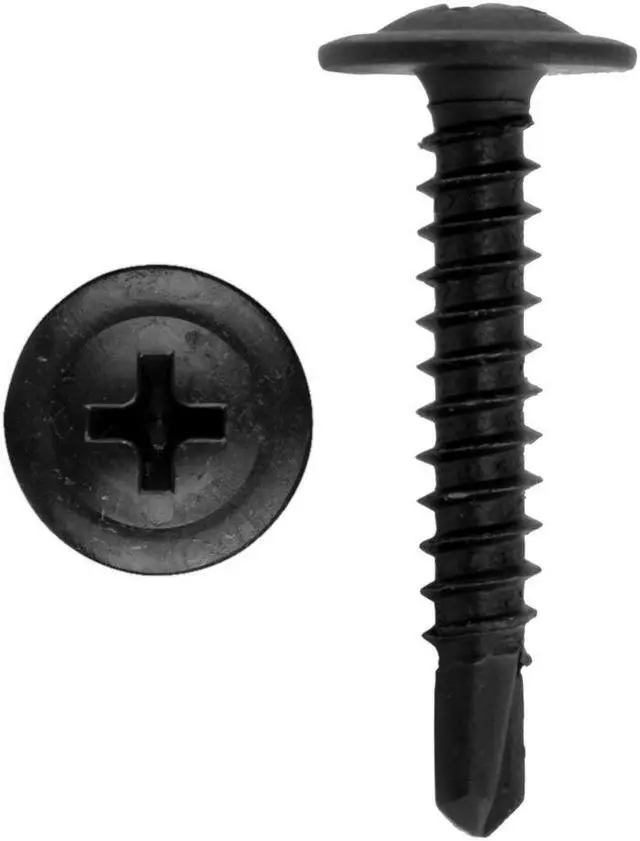 Main image of Black Phosphate Phillips Wafer Head #8 Self Tapping Drilling Screws 1" inch (100 pack)