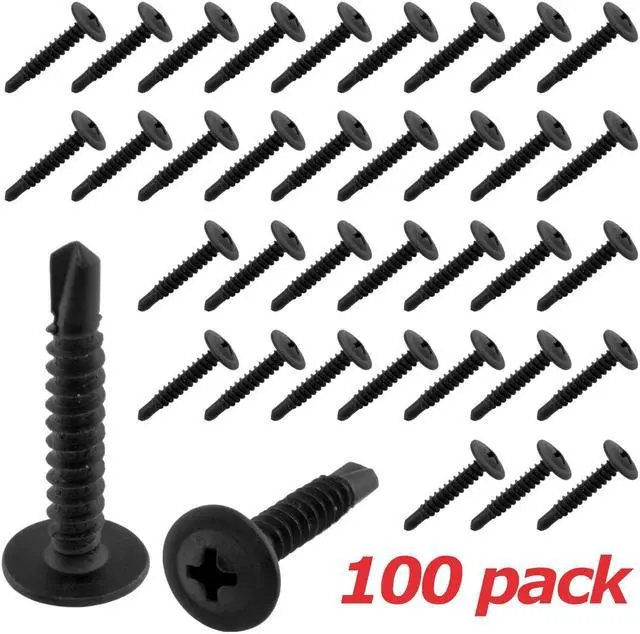 Alt view image 2 of 3 - Black Phosphate Phillips Wafer Head #8 Self Tapping Drilling Screws 1" inch (100 pack)