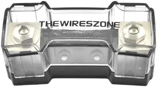 Alt view image 2 of 4 - The Wires Zone 1/0 or 4 Gauge In-Out Inline ANL Fuse Holder, Nickel Plated Solid Brass with Heat-resistant Cover (BANLFH104)