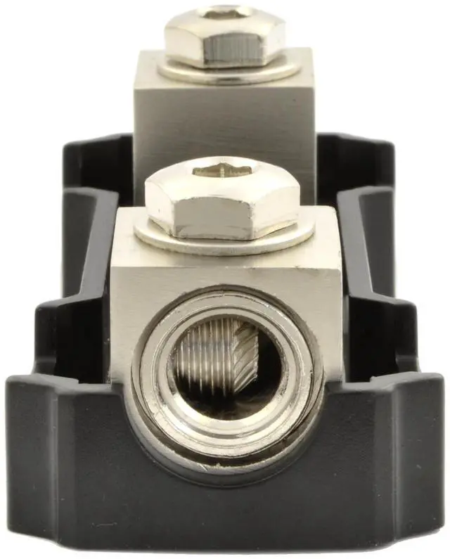Alt view image 4 of 4 - The Wires Zone 1/0 or 4 Gauge In-Out Inline ANL Fuse Holder, Nickel Plated Solid Brass with Heat-resistant Cover (BANLFH104)