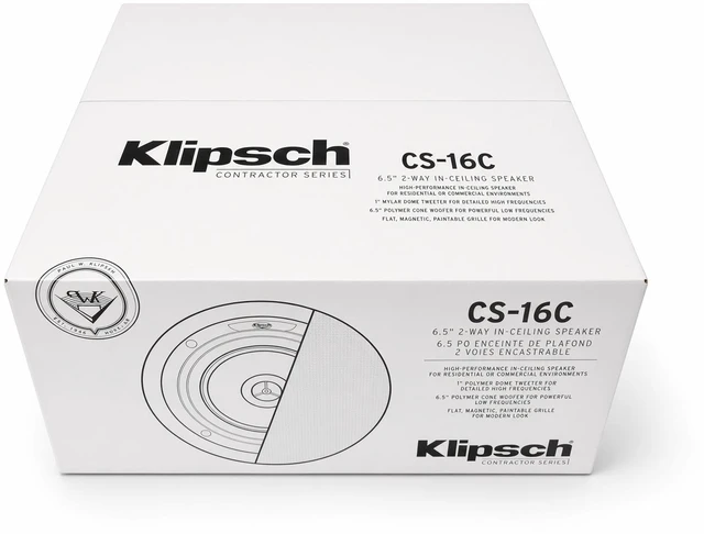 Alt view image 7 of 7 - Klipsch CS-16C 6.5" 8 Ohms 140W Max Power in-Ceiling Speaker - White (Each)