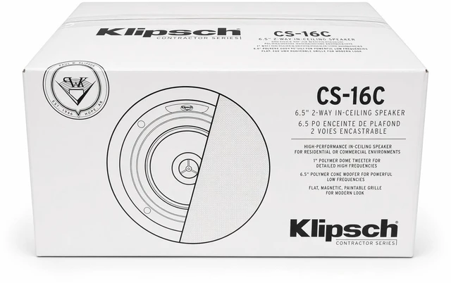 Alt view image 6 of 7 - Klipsch CS-16C 6.5" 8 Ohms 140W Max Power in-Ceiling Speaker - White (Each)