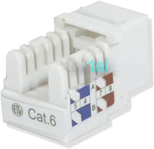 Alt view image 2 of 7 - CAT6 White Network Ethernet 110 Punchdown 8P8C Keystone Jack (50/pack)