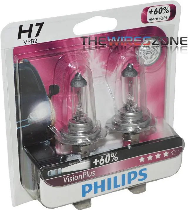 Alt view image 2 of 3 - Philips Vision Plus H7 60% More Light 55 Watt 12V Halogen Headlight Bulb (pair)