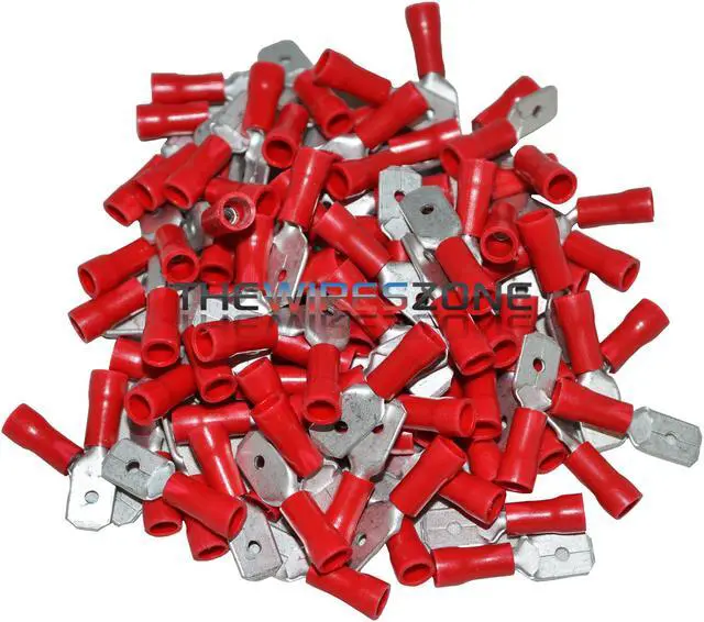 Main image of Install Bay RVMD250 Red Vinyl 22-18 Gauge .250 Male Quick Disconnect (100/pack)