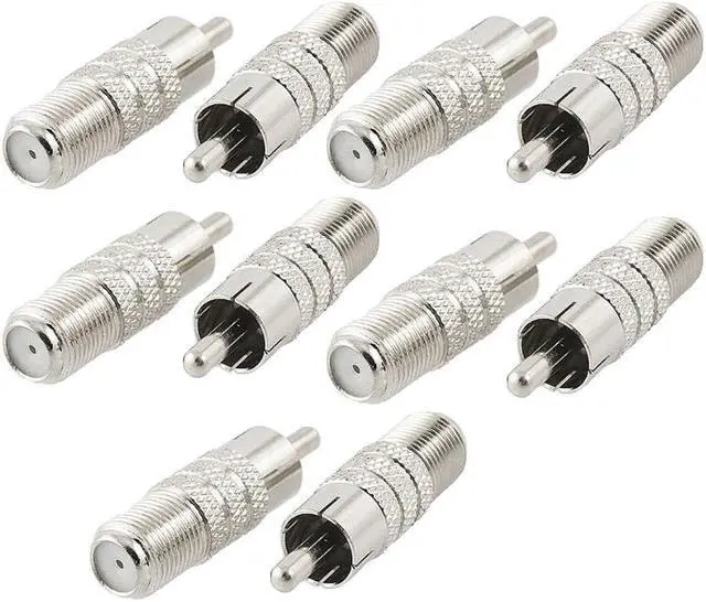 Main image of Coaxial Audio/Video F-Type Female to RCA Male RF Plug Adapter Connector (10/pk)