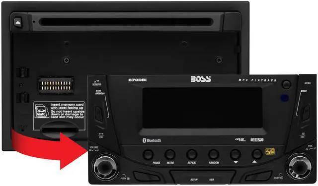 Alt view image 3 of 12 - BOSS AUDIO 870DBI Double-DIN MP3 Player Receiver, Bluetooth, Detachable Front Panel, Wireless Remote
