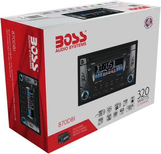 Alt view image 6 of 12 - BOSS AUDIO 870DBI Double-DIN MP3 Player Receiver, Bluetooth, Detachable Front Panel, Wireless Remote