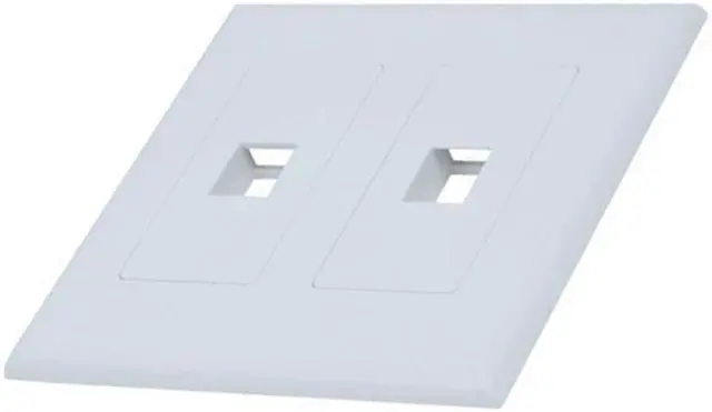 Main image of White 2-Gang Screwless Decora Wall Plate Cover with 1-Port Keystone Jack Insert