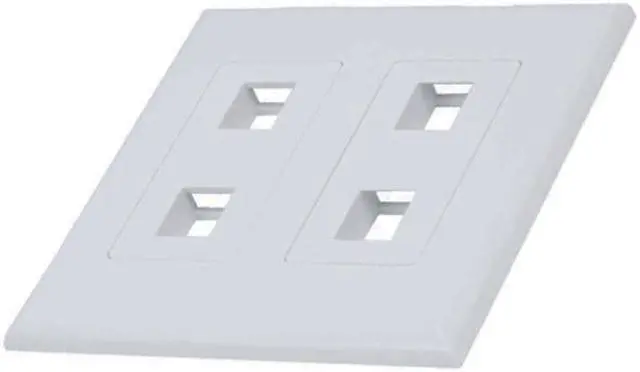 Main image of White 2-Gang Screwless Decora Wall Plate Cover with 2-Port Keystone Jack Insert